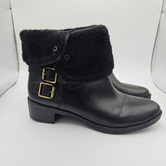 Naturalizer Metro water resistant foldover moto boot black faux leather size 10 - Picture 1 of 11